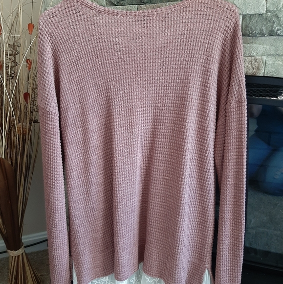 MIA+TESS - Beautiful Waffle Textured Long Tunic With White Lace Trim - Size: L - Picture 3 of 9